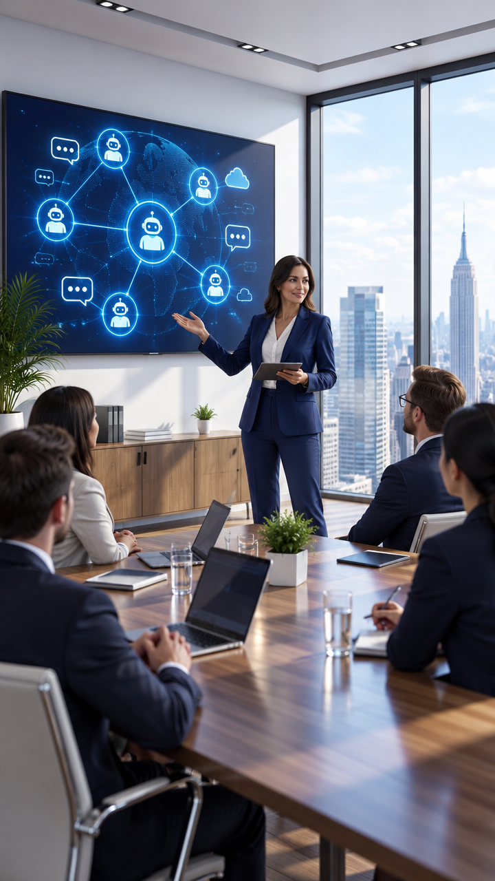 Presentación empresarial de inteligencia artificial con Nexoraw 360