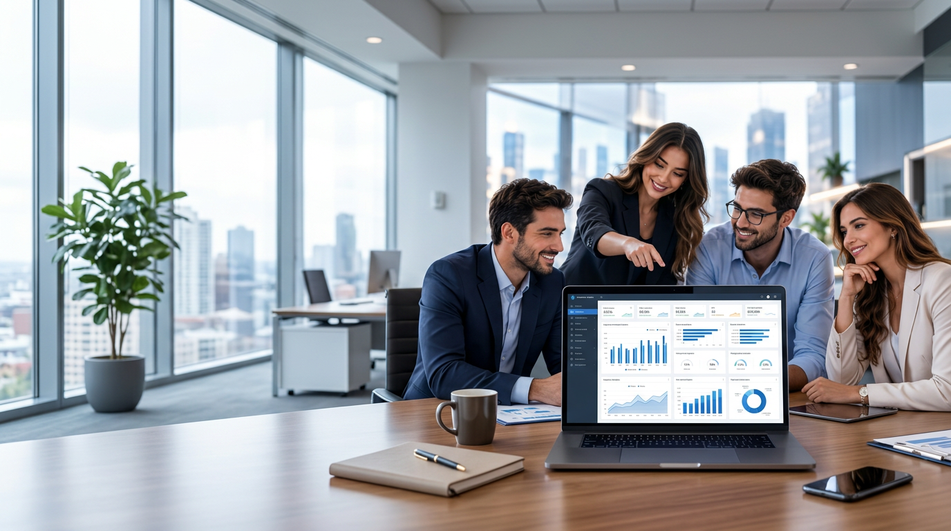 Equipo ejecutivo de Nexoraw 360 reunido alrededor de una mesa de trabajo